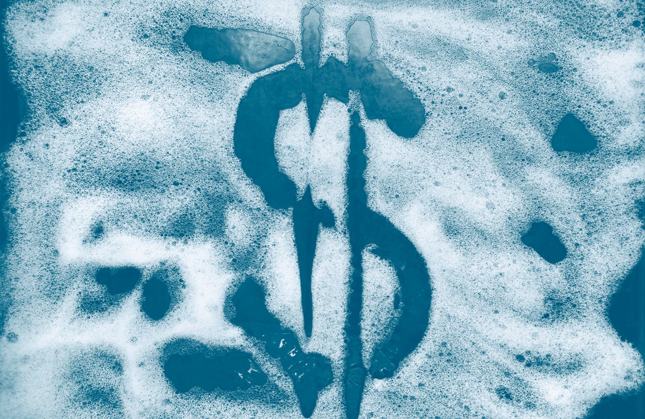 Money sign drawn in soap suds